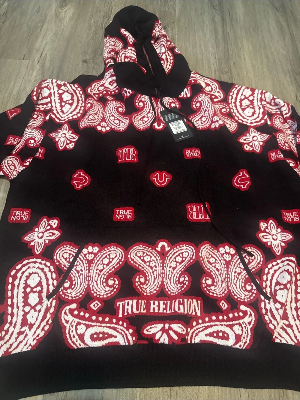 True religion Knitted Bandana Print Hoodie